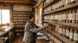 © Ahmad - Woman selecting heirloom seeds from labeled glass jars at seed bank