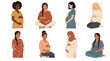 © Muhammad - A collection of diverse pregnant women in a flat vector illustration style for modern design projects