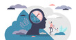 © VectorMine - Circadian rhythm concept, tiny person illustration, transparent background. Day and night cycle scheme. Daily human body inner regulation schedule. Natural sleep-wake biological process.