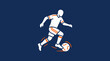 © Cala - Soccer Player Dribbling Ball Icon Illustration on Dark Blue Background