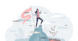 © VectorMine - Successful businesswoman as confident female work leader tiny person concept, transparent background. Career professional achievement top and future ambition illustration. Corporate progress peak.