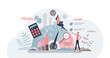 © VectorMine - Benchmarking as business compare tool for improvement tiny person concept, transparent background.Performance, quality and cost comparison to competitor companies illustration.