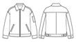 © Nopri - Zip work trucker jacket technical flat drawing illustration mock-up template for design and tech packs men fashion CAD streetwear utility workwear outer apparel.