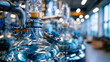 © Denis Yevtekhov - Large industrial laboratory with glass reactors, stainless pipes, and distillation equipment used for controlled chemical production, clean technical environment, chemical engineering,
