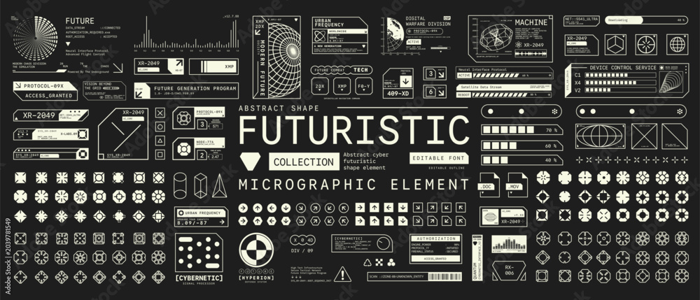 Micrographics Ui Set of Micrographic element Futuristic UI Cyber Futuristic technology ...