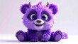 © Yellyana - Adorable purple monster panda hybrid with small horns, fluffy fur, round body, big sparkling eyes, joyful animated expression, high quality cartoon creature, isolated on white background, modern 3D an