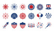 © MD - Fourth of july icon set fireworks uncle sam hat and patriotic american symbols