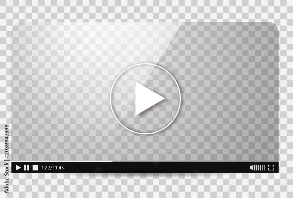 Player Overlay Transparent video player interface screen overlay mockup vector Stock ...