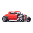 © Kembali - Classic red hot rod car illustration on white background