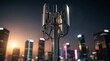© Norazri - Telecommunications Tower Transmitting Wireless Signals in Cityscape