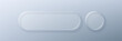 © marruu - Liquid glass morphism vector button and circle shape on grey background. Frosted glass effect for user interface design. Minimalist modern web UI element for website or application.