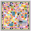 © sandeep - Abstract watercolor mosaic print inspired by expressionism, featuring colorful geometric shapes and borders