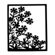 © SUMON - Black Floral Silhouette Vector, Delicate Blossoms and Leaves, Elegant Nature Design, Decorative Border Element, Cutout Art Style