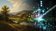 © Nami - Digital technology merging with nature conceptual visual representation