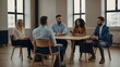 © Petro - Business Team Engaged in Dynamic Discussion Around Table in Modern Office Space