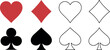 © Razvi hasan - Playing card suit solid red and black shapes with outlines