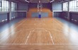© designermetin - Indoor basketball court empty wooden floor modern sports arena