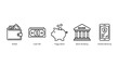 © Mutia - Collection of Outline Financial Icons Representing Banking Services, Money Management, and Digital Transactions