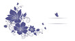 © Dilruba - Sophisticated purple floral design featuring elegant blossoms and flying butterflies with decorative lines for a personalized message or name.