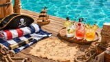 Summer Pirate Poolside Party With Tropical Drinks