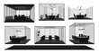 © Pasindu - Futuristic Smart Glass Conference Room Vector Set Modern Executive Meeting Space Collection