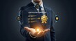 © Abhishek - A business professional presenting a virtual certification completion interface.