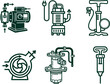 © Saidurra12 - set of various industrial pumps and turbines for fluid handling systems