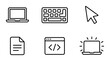 © Md - Technology Icons: Laptop, Keyboard, Mouse, Document, Code, Digital Device Set