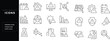 © Deloara - Set of outline icons related to risk, warning, alarm. Editable stroke. Linear icon.