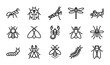 © Ahmed - Insect Icons Set, Vector Graphics Collection, Small Creatures Line Art, Entomology Symbols