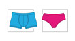 © Lesri - Men's Blue Boxer Briefs and Women's Pink Panties Side-by-Side Comparison