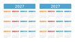 © PixMarket - 2027 yearly calendar templates featuring both Monday-start and Sunday-start layouts. Clean and organized design with all twelve months displayed on a single page