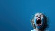 © svastix - A child screams with exhilaration as blue paint splashes around, capturing the essence of childhood joy and uninhibited creativity against a simple blue backdrop.