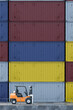 © Rendara Studio - 3D container wall forklift beneath colorful freight stack