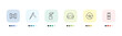 © Abstract - fashion and things icon set with elegante, stitching, handbag elegant de, sportswear signs in flat outline style