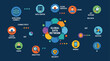 © Abhinaya Project - Global data network infographic with icons.