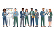 © Forhad - Modern business communication illustration with corporate employees teamwork collaboration and professional workplace interaction concept