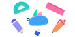 ©  RenderWave - Cute Colorful School Supplies Doodle Elements Back to School Vector Collection
