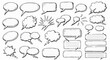 © Komarudin - Diverse hand-drawn comic book speech and thought bubbles in various shapes and sizes