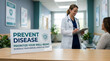 © FrameLab - Prevent Disease Sign on Desk during Annual Checkup with Doctor and Patient in Background