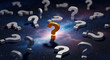 © MDABDUL - Question marks floating in space conceptualizing uncertainty and problems with question uncertainty abstract solution confusion thinking decision challenge background information philosophy