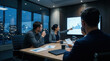© RAJA - Business Team Analyzing Financial Data During a Nighttime Presentation Meeting