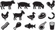 © Vector 4 You - Set of Farm Animals and Meat Food Product Silhouettes