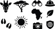 © Ismail - Set of safari themed icons featuring wild animals and travel equipment for adventure tours.