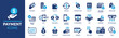 © DASHINKAN - Diverse payment icons representing various financial transactions including digital wallets, credit cards, money transfer, cash back, and ATM services for modern business needs
