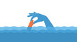 © Neilaaulia - Hand picking plastic bottle from ocean, environmental pollution concept