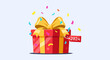 © Tombo - Red Gift Box with Gold Ribbon and 2024 Tag Celebrating New Year