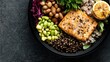 © Anat art - A balanced high-protein meal features salmon, grains, and vegetables displayed in a modern setting with natural light