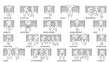 © jeewantha - Top View Park Bench Sitting People Outline Set with Technical Overhead Plan Poses