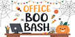 © Sochin - Flat vector Halloween office party announcement post isolated on transparent background design